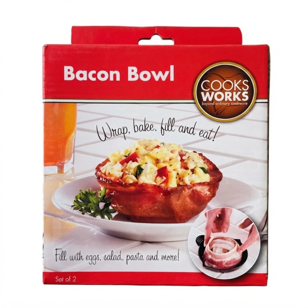 Cooks Works Bacon Bowl Maker Set of 2 Wrap Bake Fill & Eat Crispy Edible Bowls